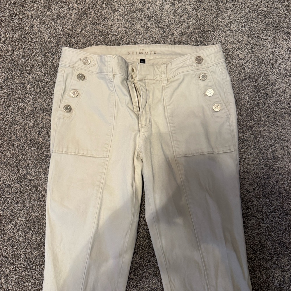 White House Black Market Cream Straight Leg Pants